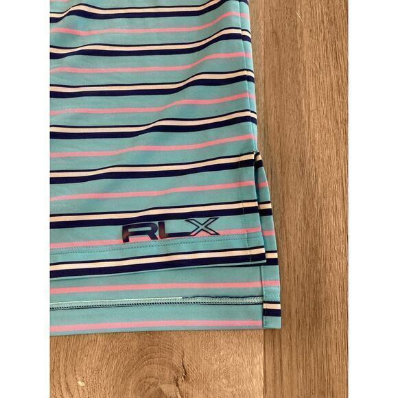 RLX Ralph Lauren Men's‎ Blue Striped Stretch Polo Shirt Short Sleeve L - Picture 9 of 11